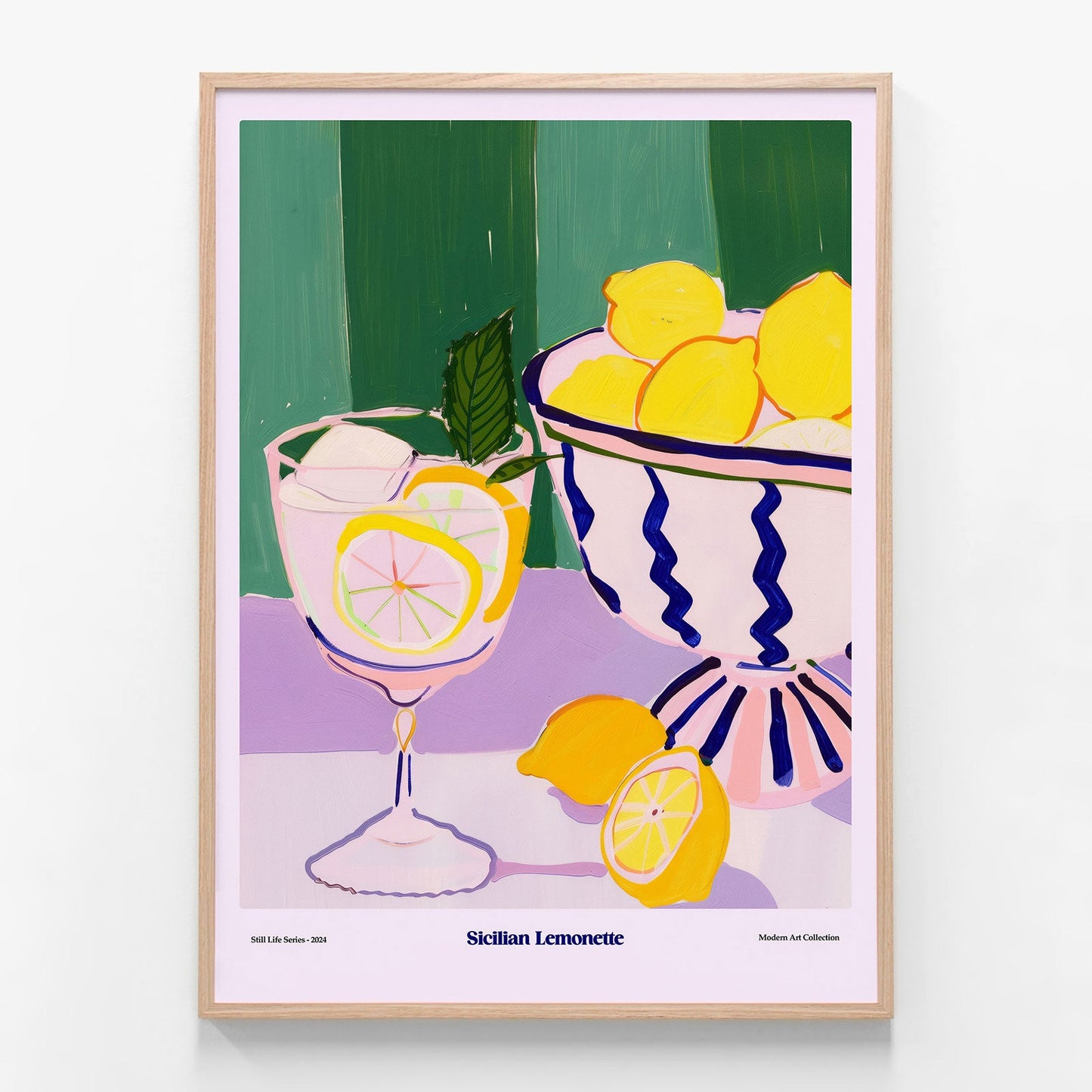 Sicilian Lemonette oak framed print
