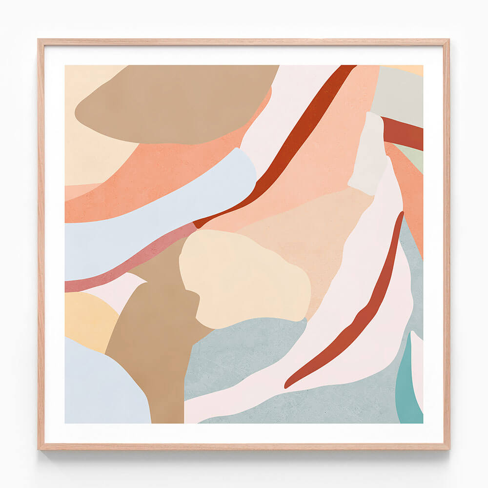 A framed print of a colourfull abstract artwork called ‘Simpson'.