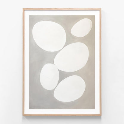 Smooth Pebbles 3 oak framed print