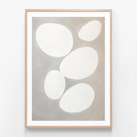 Smooth Pebbles 3 oak framed print