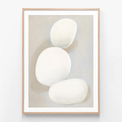Smooth Pebbles oak framed print