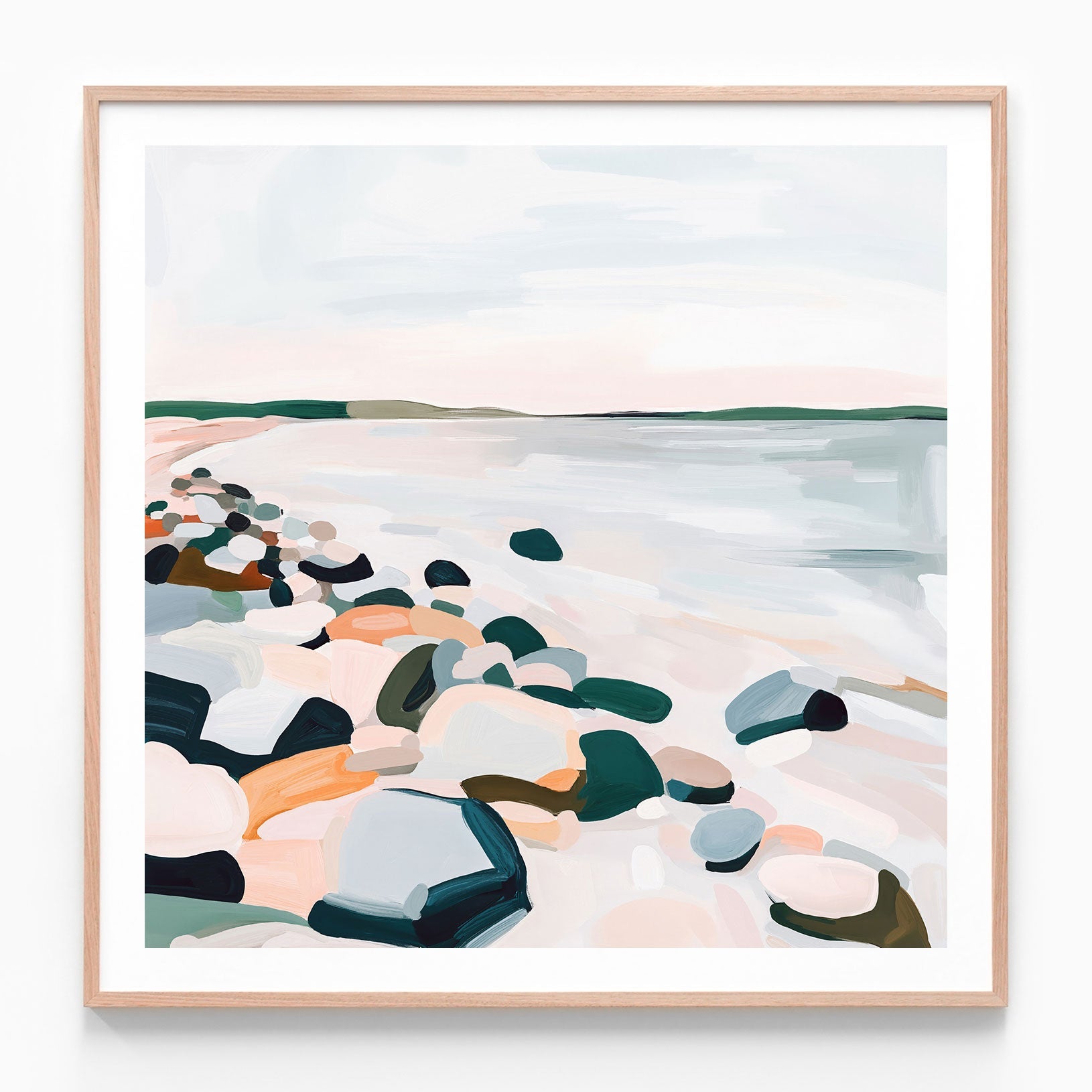 Soft Shorline oak framed print