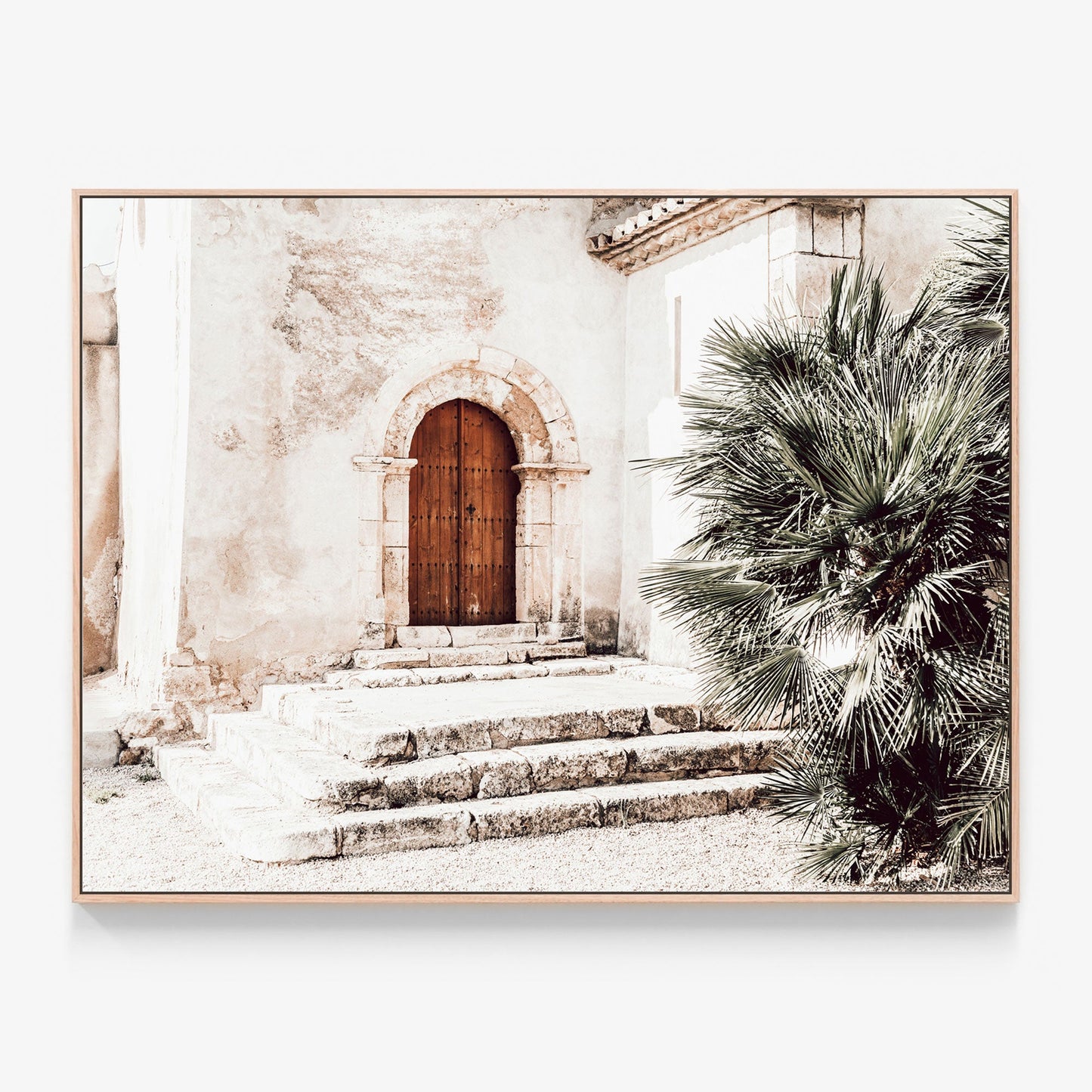 Spanish Arch Canvas wall art with oak float frame