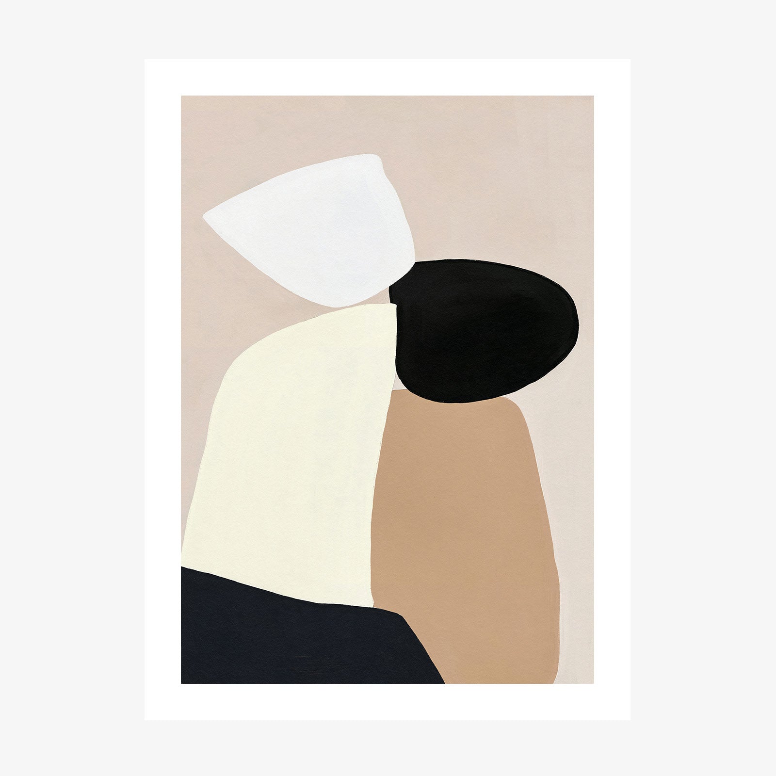 A poster print of an abstract artwork called 'Stacked Shapes'.