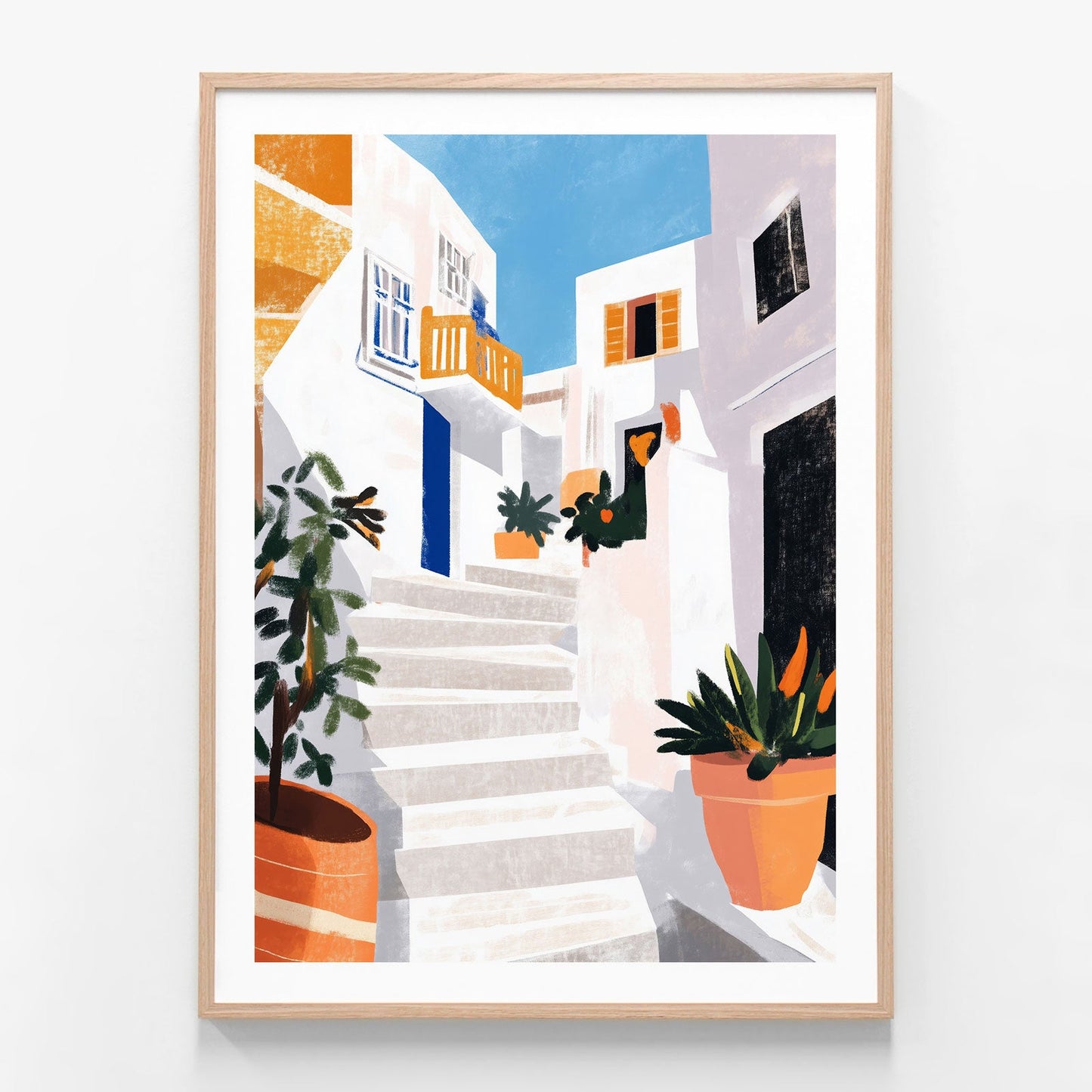 Steps in the Sun oak framed print