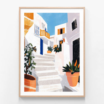 Steps in the Sun oak framed print