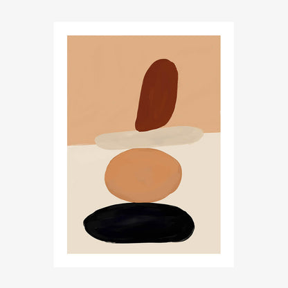 A minimalist abstract art print featuring stocked stones in neutral beige colours.