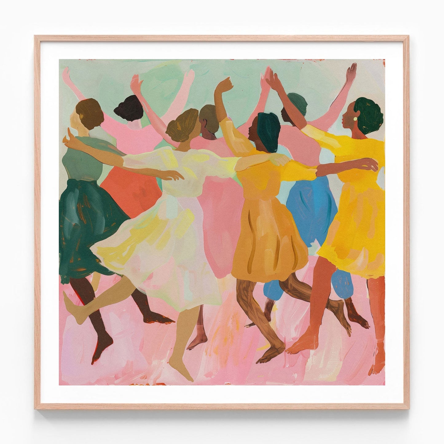 Street Dancers oak framed print