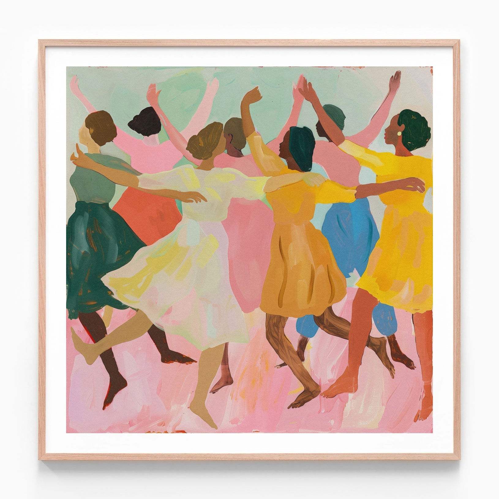 Street Dancers oak framed print