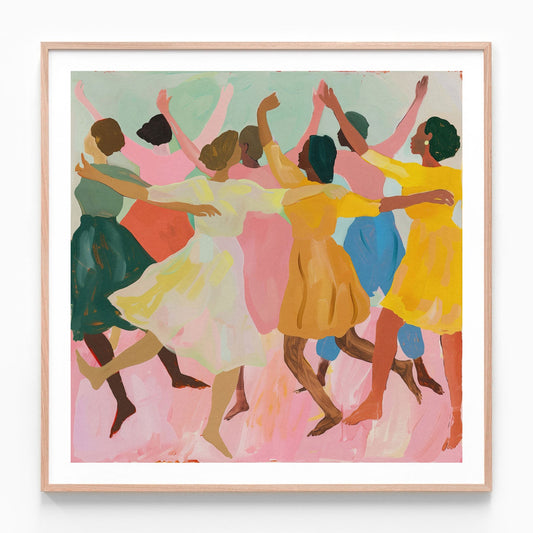Street Dancers oak framed print