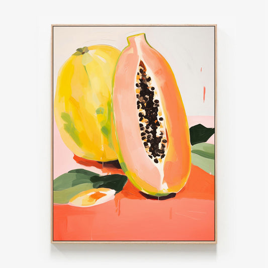 Summer Papaya Canvas oak framed canvas print