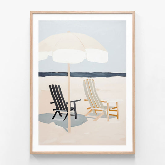 Summer at the Beach oak framed print
