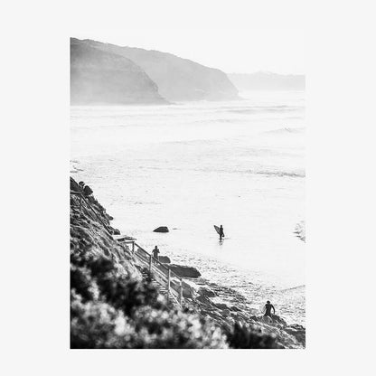 Surfers at Bells B&W