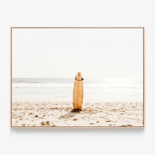 Surfing Life Canvas wall art with oak float frame