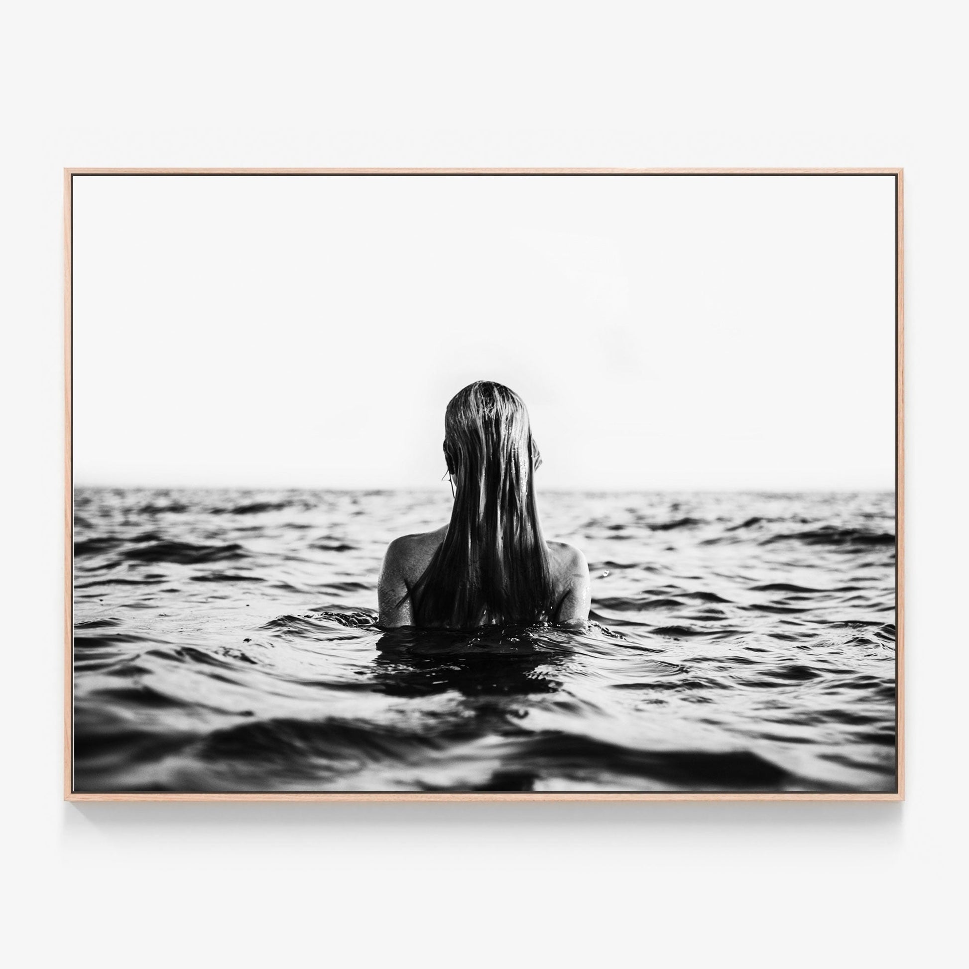 Swim Free Canvas print in oak frame