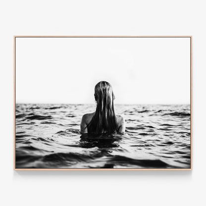 Swim Free Canvas print in oak frame