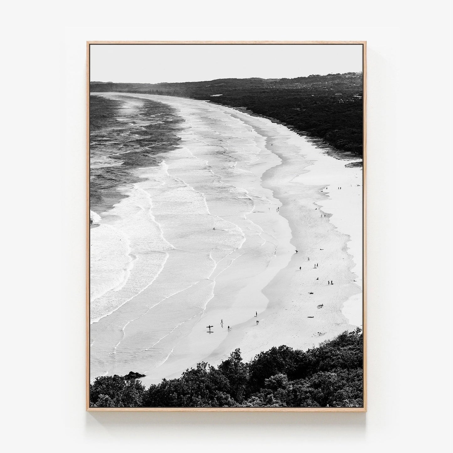 Tallow Beach Canvas wall art with oak float frame