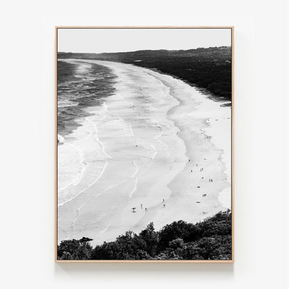 Tallow Beach Canvas wall art with oak float frame