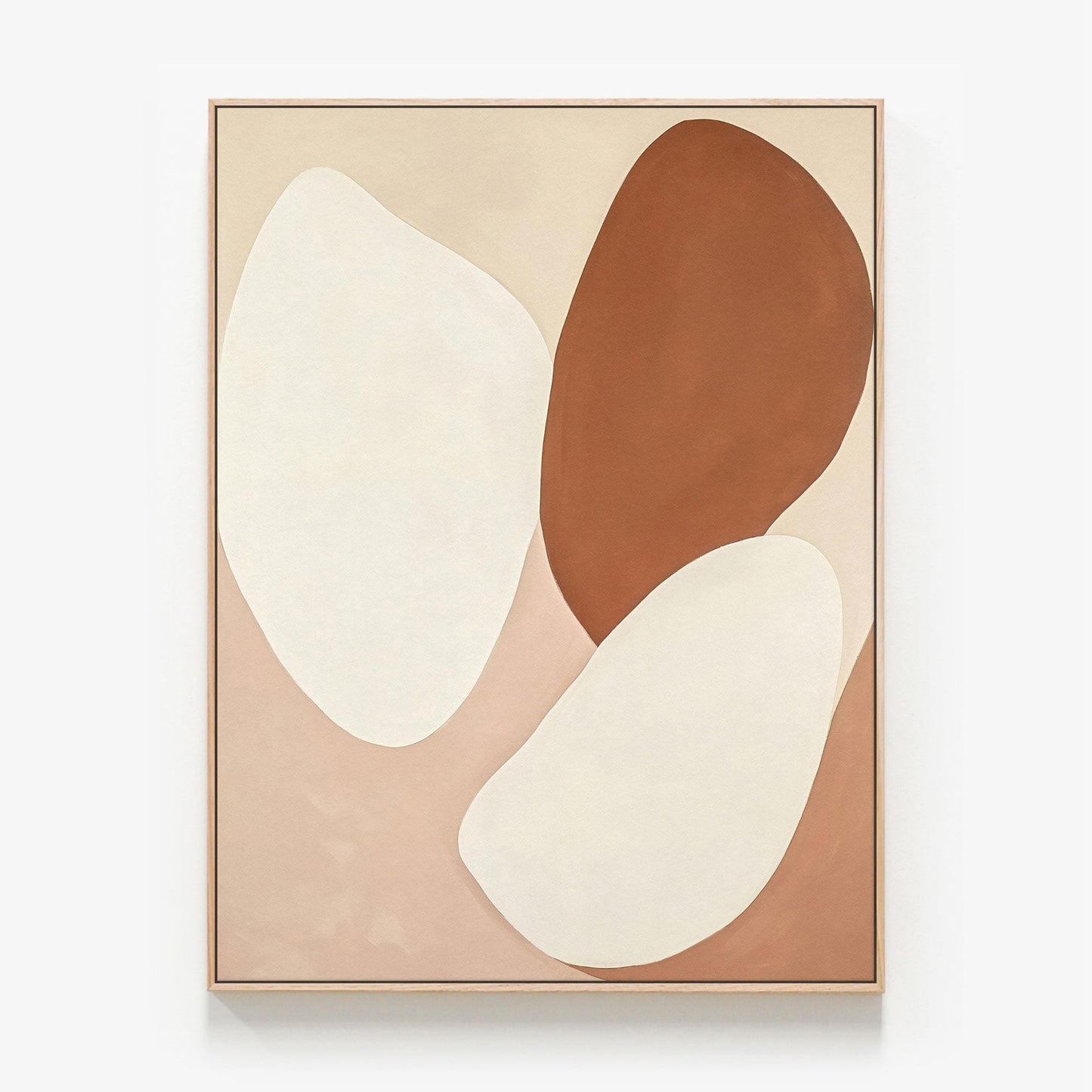 A framed canvas print of an abstract art painting called 'Tawny Shapes 2'.