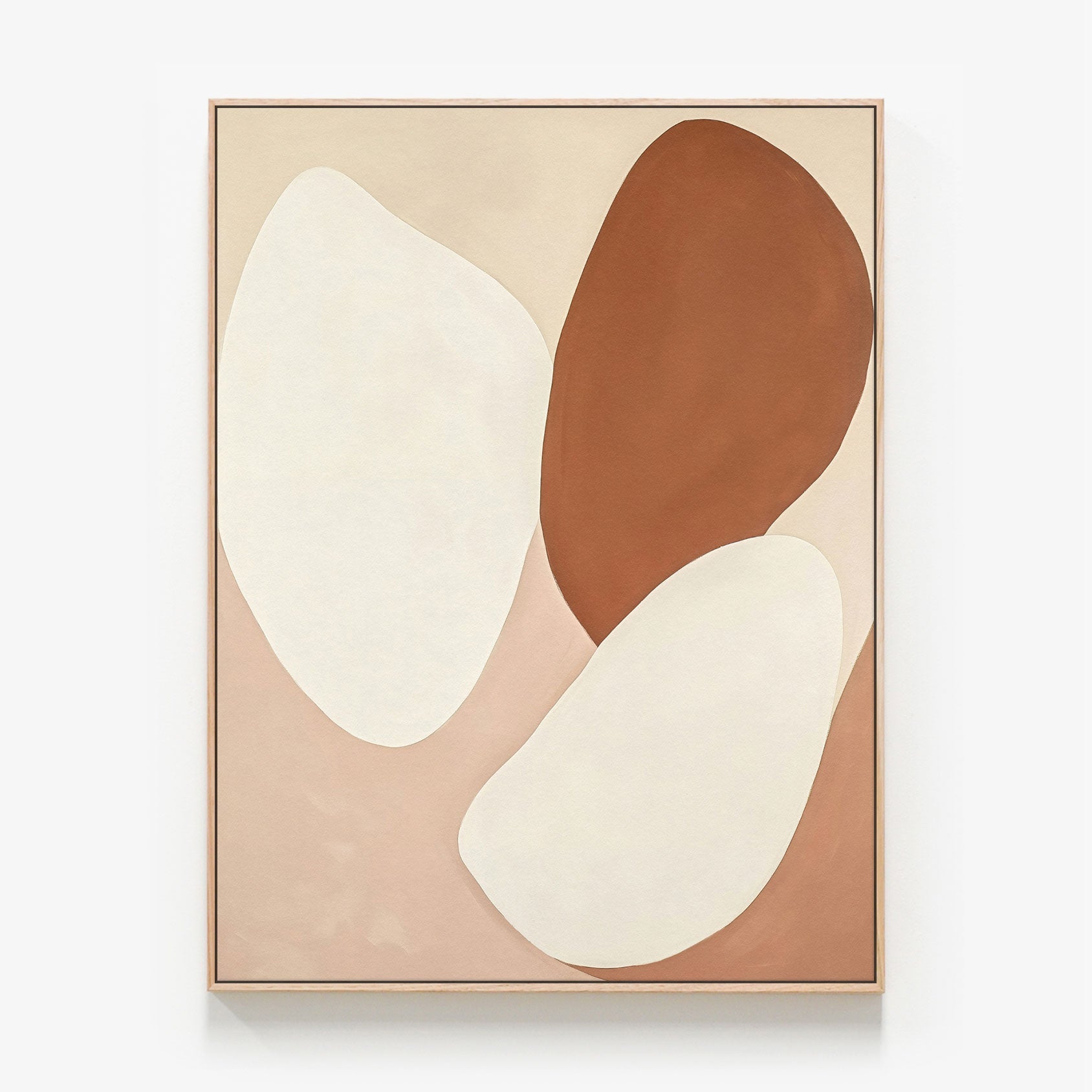A framed canvas print of an abstract art painting called 'Tawny Shapes 2'.