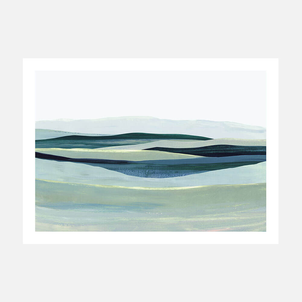 Teal Meadow, an abstract landscape art print in tones of aqua, mint and green. 