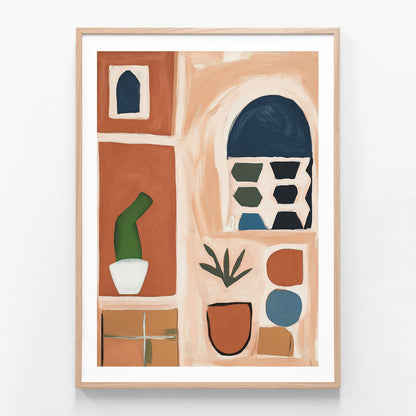 Terracotta Garden oak framed print