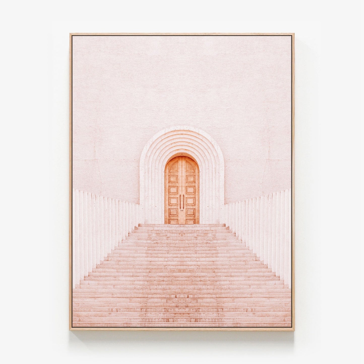 Terracotta Steps Canvas wall art with oak float frame