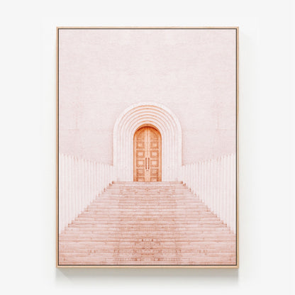 Terracotta Steps Canvas wall art with oak float frame
