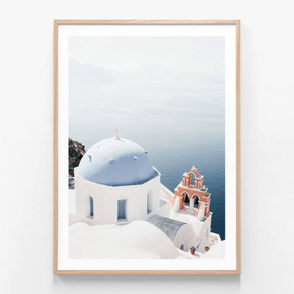 The Blue Dome wall art print in oak frame