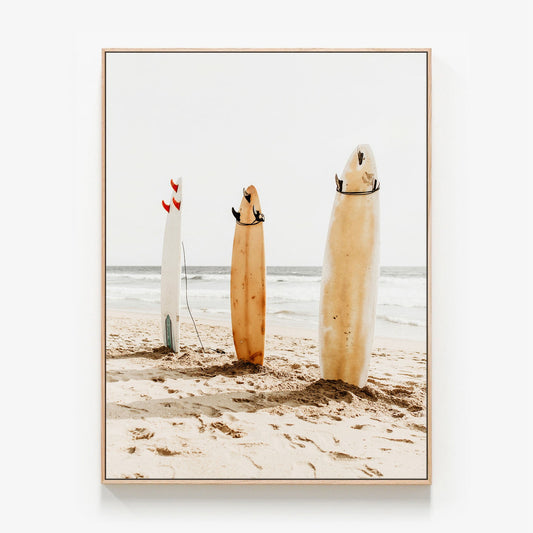 Three Boards Canvas wall art with oak float frame