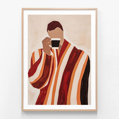Time for Coffee oak framed print