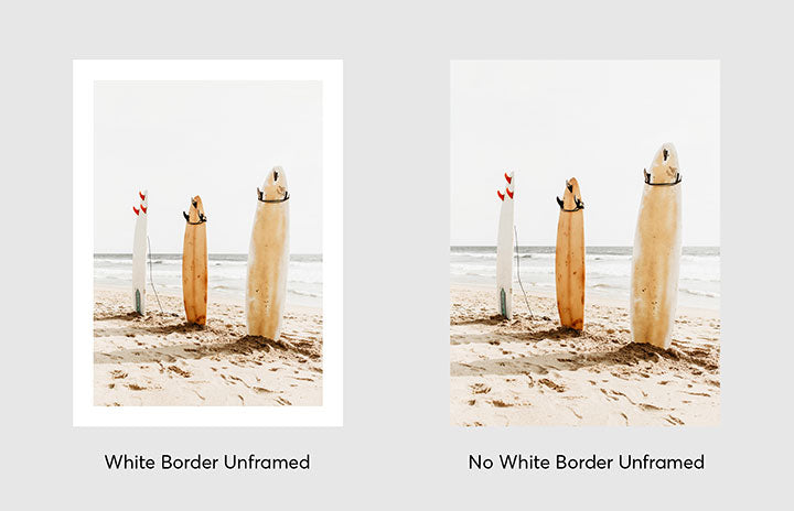 The difference between print with a white paper border and one without.