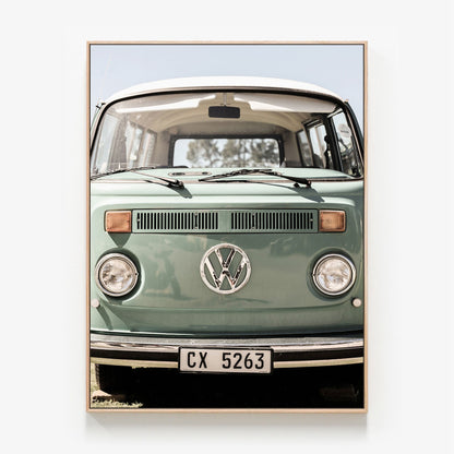 VW Kombi Canvas wall art with oak float frame