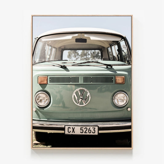 VW Kombi Canvas wall art with oak float frame