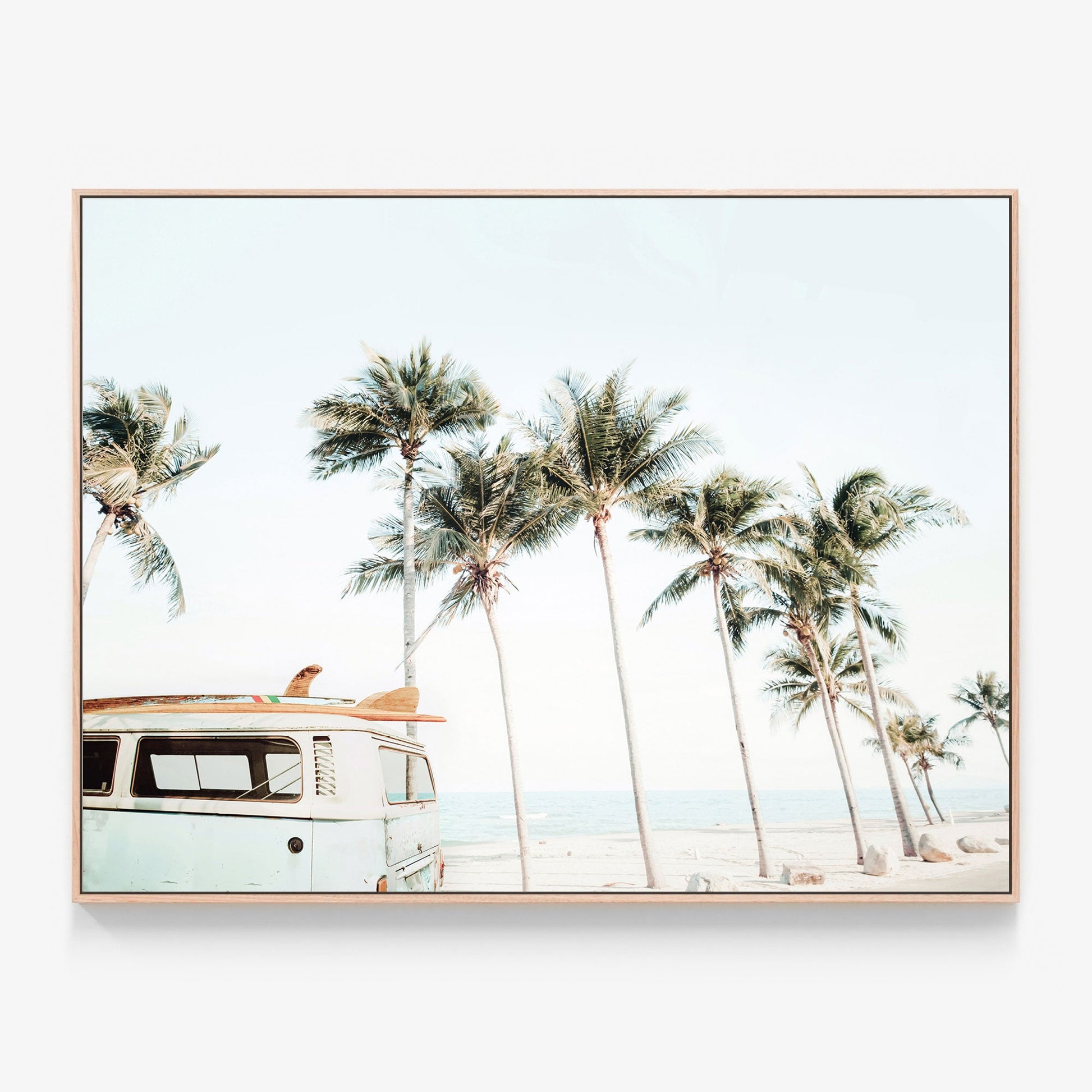 Van Life Canvas wall art with oak float frame