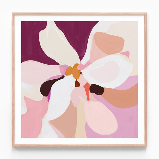 Velvet Bloom oak framed print