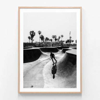 Venice Skate Bowl wall art print in oak frame