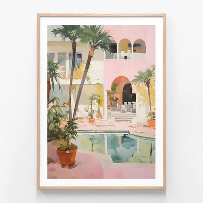 Villa Rosa oak framed print