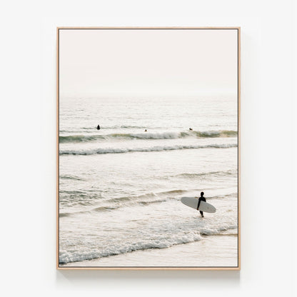 Wade Out Canvas wall art with oak float frame
