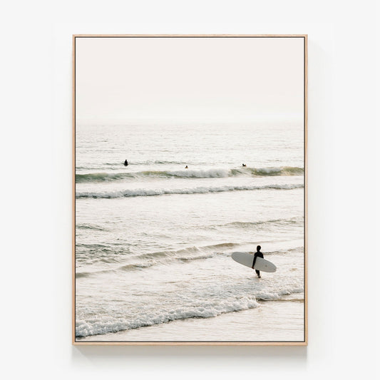 Wade Out Canvas wall art with oak float frame