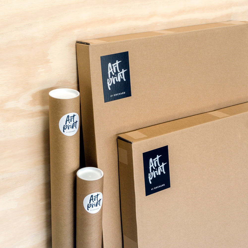Wall art ready for shipping and collection by the courier.