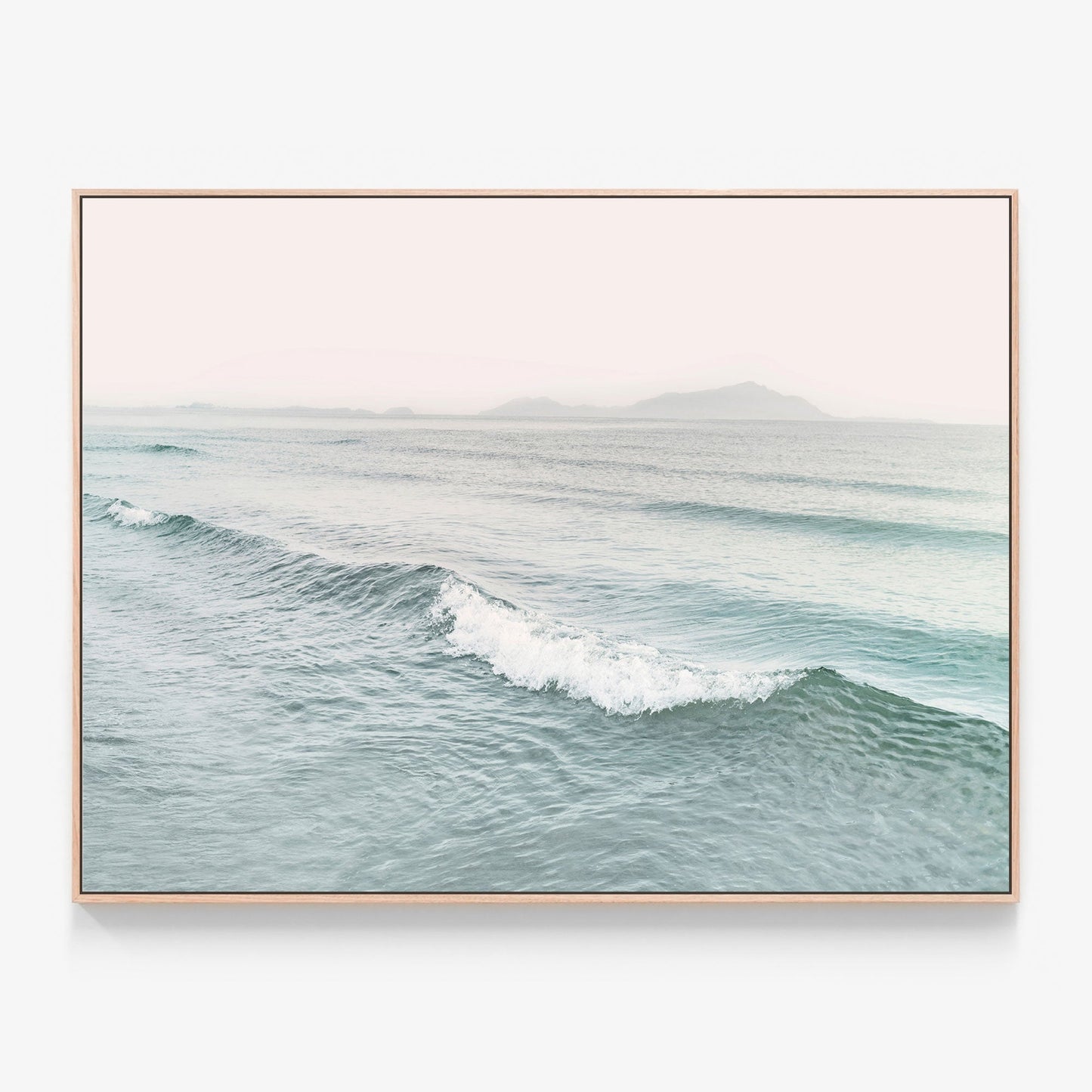 Wave photo Canvas wall art with oak float frame