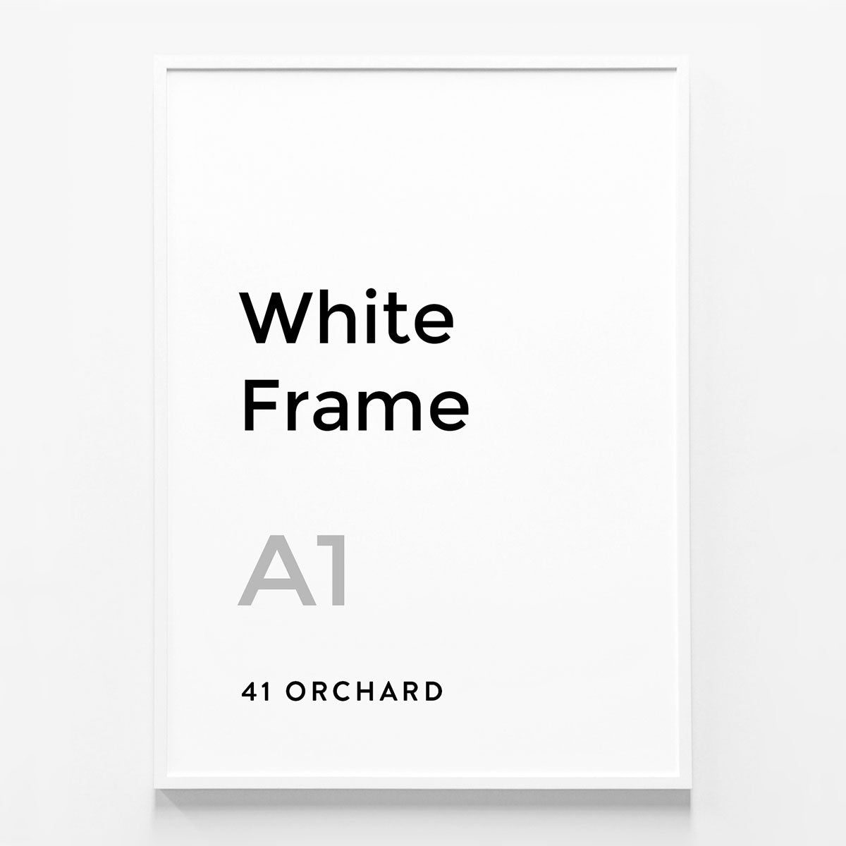 An A1 size white picture frame.