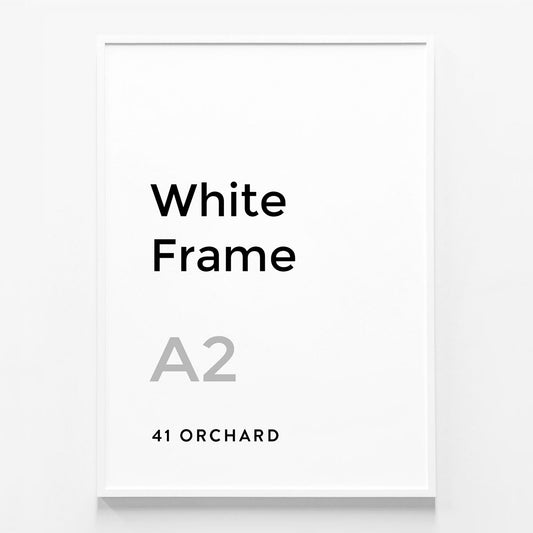 An A2 size white picture frame.