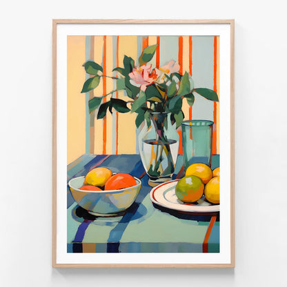 Window Still Life 3 oak framed print