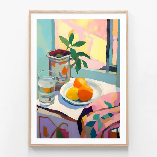 Window Still Life 4 oak framed print