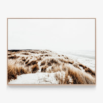 Winter Coast Canvas wall art with oak float frame