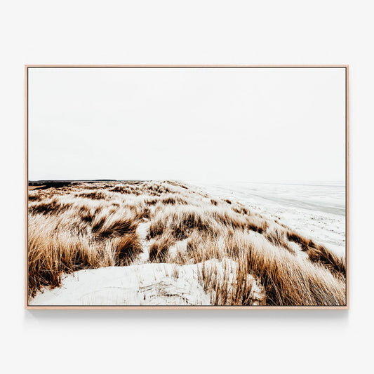 Winter Coast Canvas wall art with oak float frame