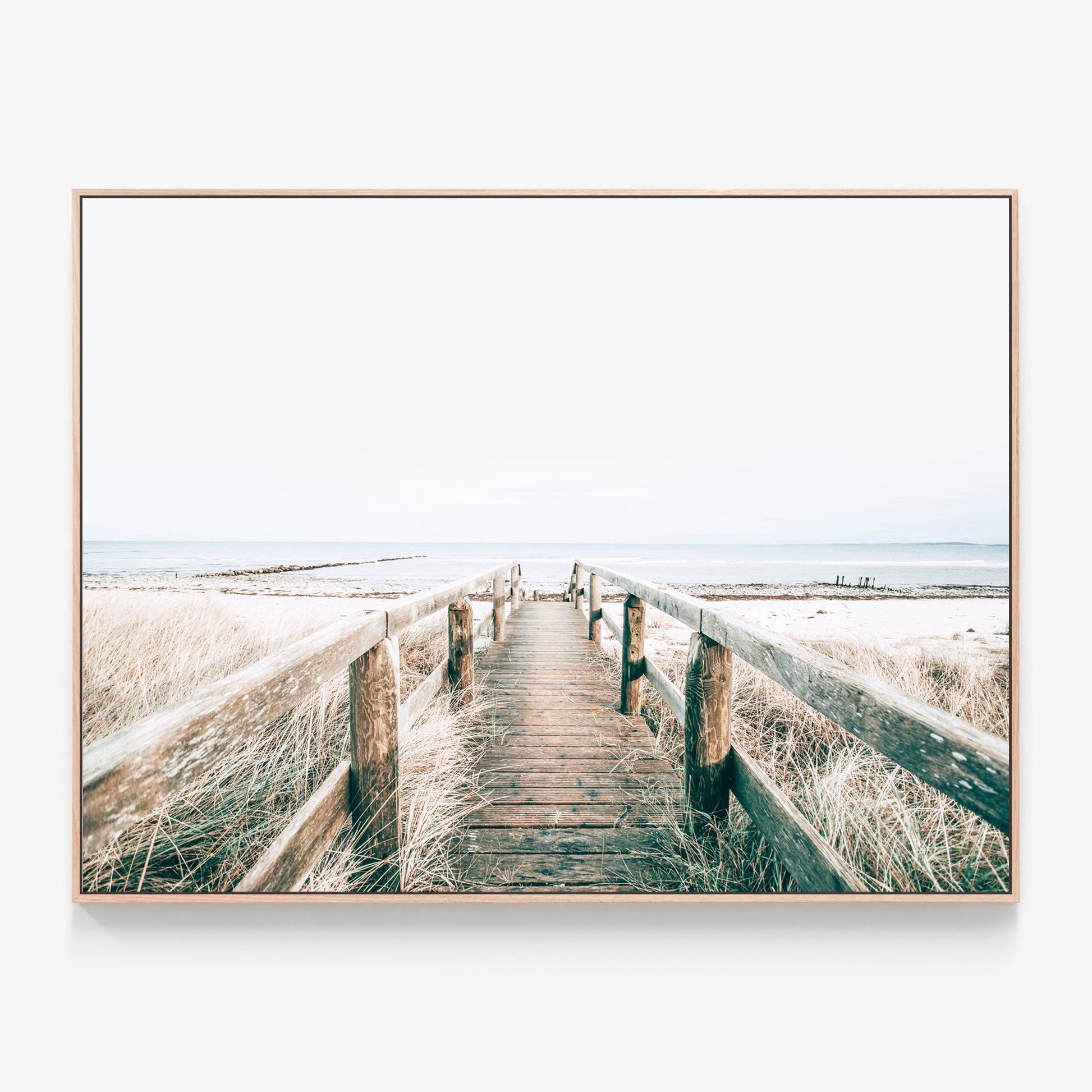 Wooden Pathway Canvas wall art with oak float frame