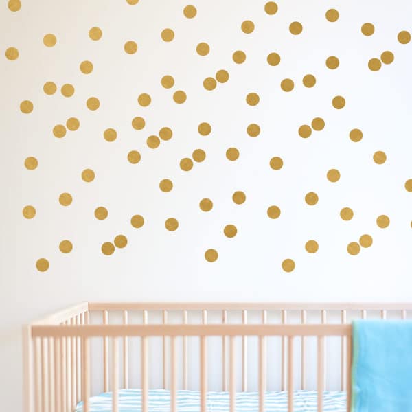 gold polka dot wall decals | removable nursery decor | 41 orchard